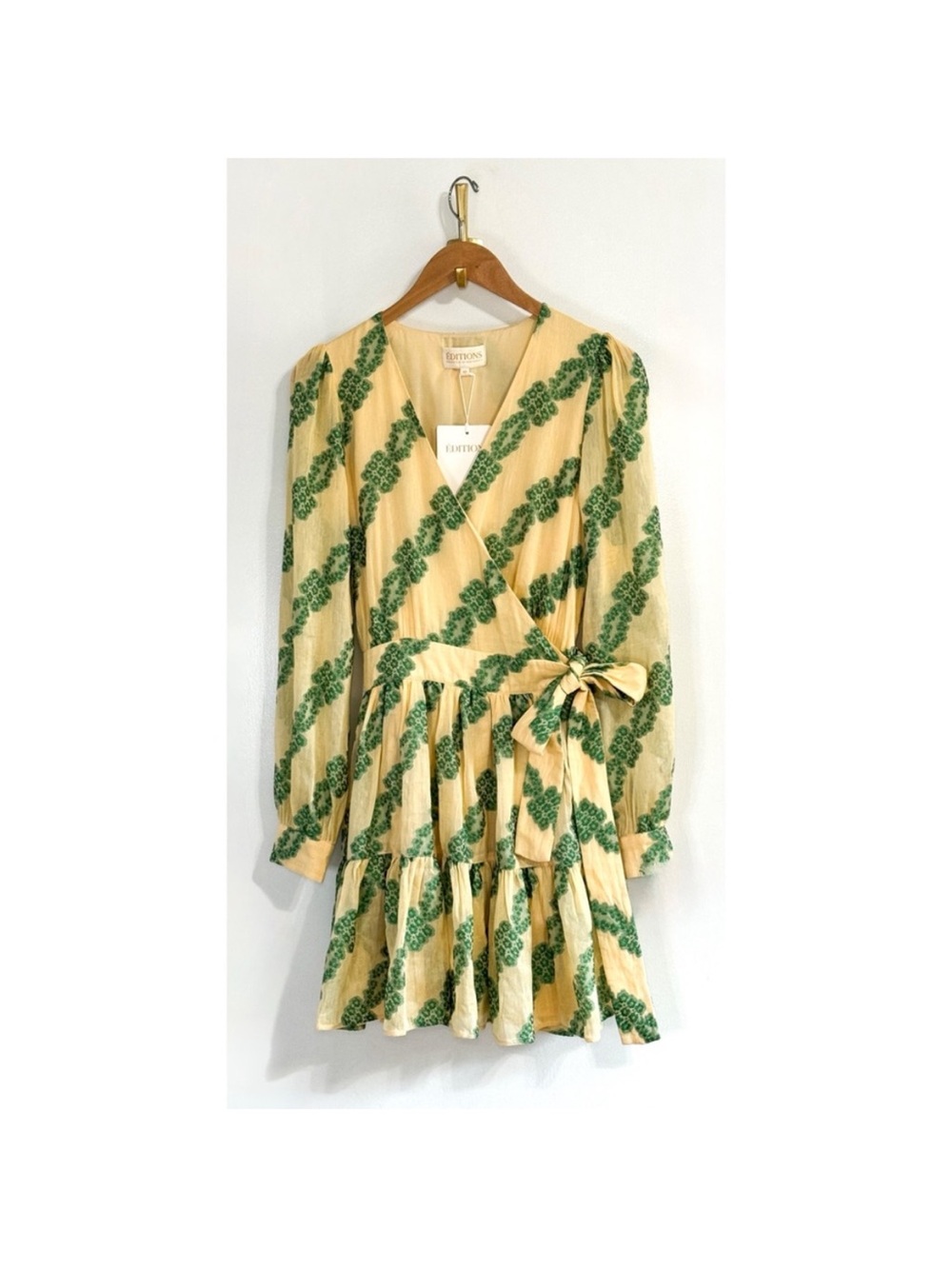 Sezane Faith Dress Jacquard Ecru Vert - Size 38